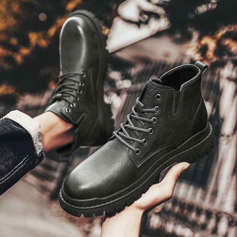 Осень-зима Новые мужские повседневные ботинки Толстые универсальные уличные ботинки Роскошные кожаные формальные мужские туфли Ботильоны ручной работы
