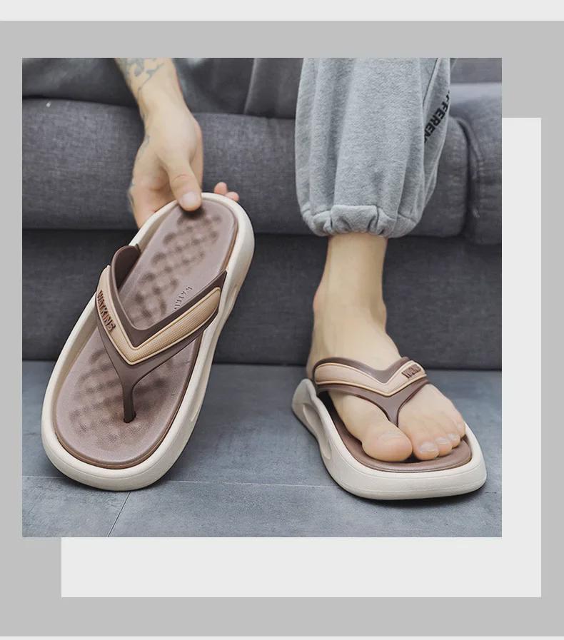 Мужские модные шлепанцы на толстой подошве: Мягкие, удобные пляжные сандалии на лето