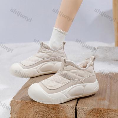 Утепленные плюшевые зимние кроссовки для женщин 2025 Зимние толстоподошвенные теплые хлопковые туфли Женские модные платформенные спортивные туфли из искусственного меха