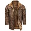 Men Suede Leather Jacket Long Overcoat Vintage Leather Jacket Men Retro Style Fur Collar Jacket Men Autumn Streetwear Coat