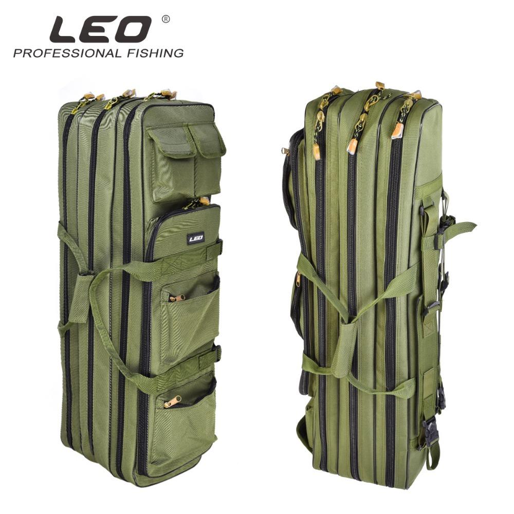 LEO Multi-Pocket 80cm/100cm XL 3-Ply Fishing Rod Reel Tote Bag Outdoor Fishing Bag Backpack Fishing Rod and Tackle Organizer Waterproof