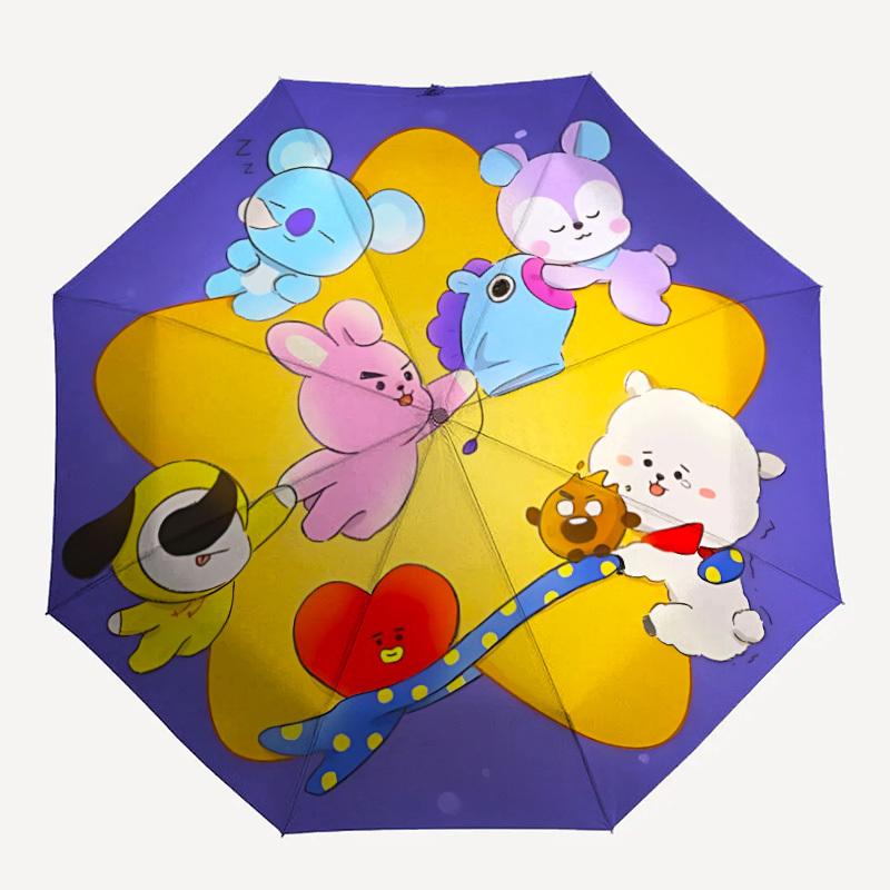 1 шт. Автоматический зонт BT21 с персонажами, прочный каркас на 8 спицах, легкий портативный зонт, для поездок на работу, в командировку - Идеальный подарок для друга, Вибра