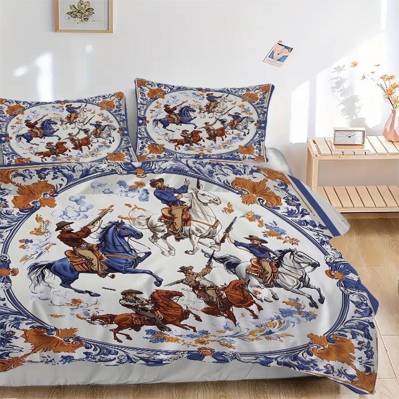 Horsemen Combat Scene Print 3Pcs Bedding Setduvet Cover With 2 Bedropillowcase Home Birthday Gift