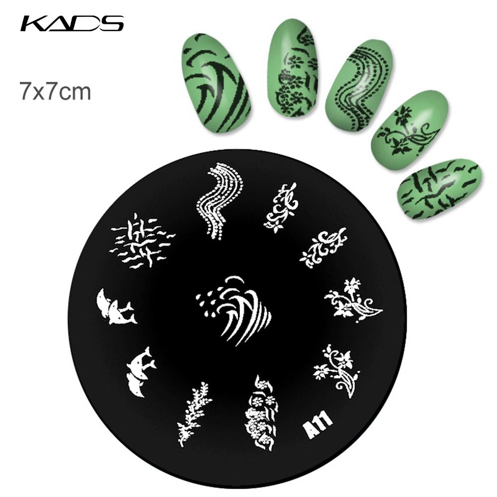 kads 1PC Round Stainless Steel Nail Art Nail Stamping Plates Manicure Stamp DIY for Nail Templates Classic Series Tools