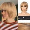 Mixed Color Short Straight Hair Synthetic Wig Beautiful And Elegant Increase Hair Brown Mixed Color Short Straight Hair Wig