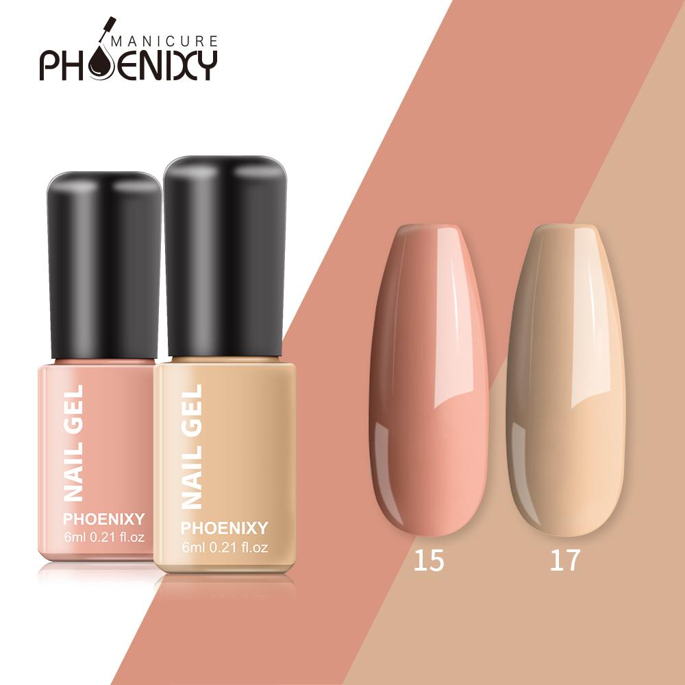 PHOENIXY 2PCs 6ml Nail Gel Varnish Kit: UV Gel Nail Colorful Sequins Gel Polish, Lasting Glitter Soak Off Varnish