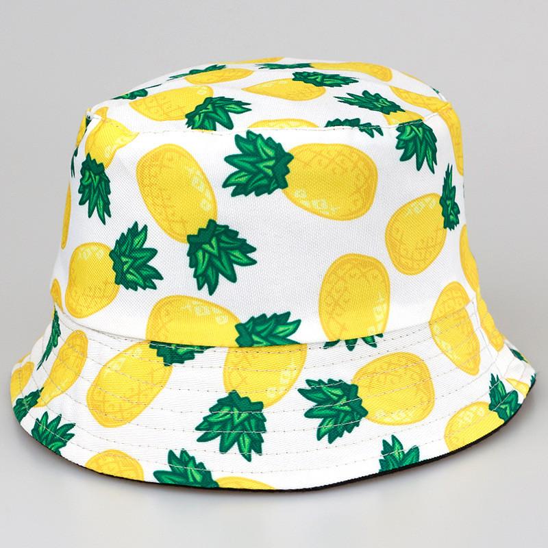 Fruit Patterned Tropical Colorful Basin Hat Reversible Wear Outdoor Protect Sun