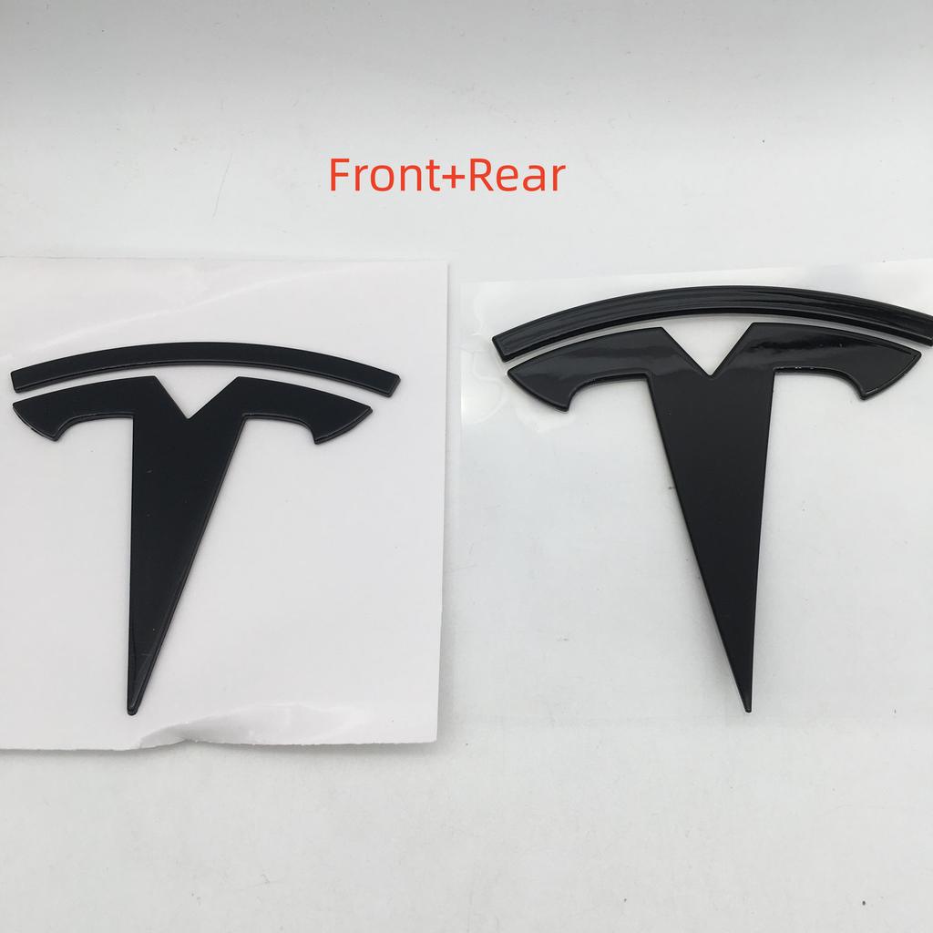 1-3pcs glossy black for Tesla Model3 ModeY car Front Emblem Rear Tail Trunk Steering Wheel Sticker Badge Decal Styling
