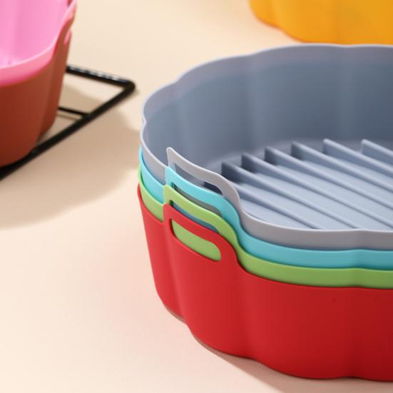 6,5/7,5-дюймовый круглый силиконовый вкладыш для аэрофритюрниц с антипригарным покрытием Формы для выпечки в микроволновой печи Безопасный бинауральный дизайн для выпечки