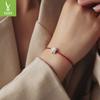 S925 Sterling Silver Lotus Red Rope Bracelet Women'S Exquisite Three-Dimensional Flower Lucky Bracelet Bracelet Jewelry