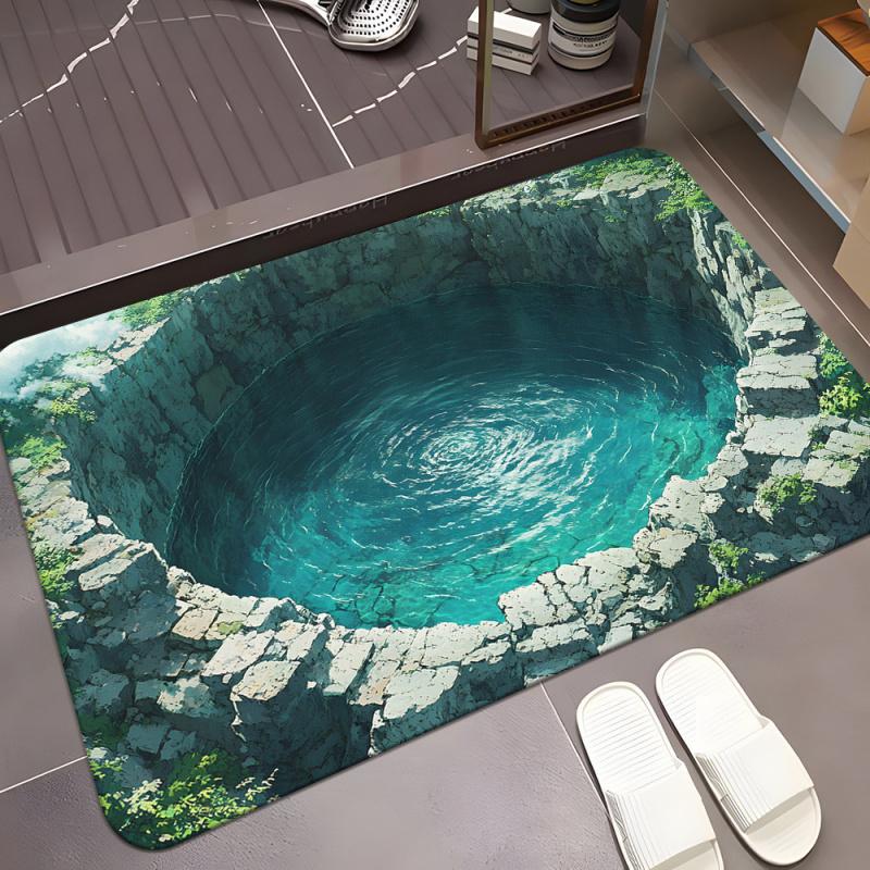 3D Визуальный Абстрактный Противоскользящий Коврик для Пола, Впитывающий Быстросохнущий, для Входной Двери, Прихожей, Пола в Ванной