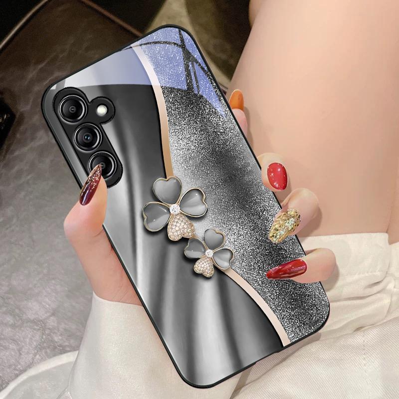Роскошный Четырехлистник Для Samsung Galaxy A14 4G 20 30 52 20S 21S 22 A32 33 34 42 50 51 53 54 70 71 72 73 5G Стеклянный Чехол для Телефона