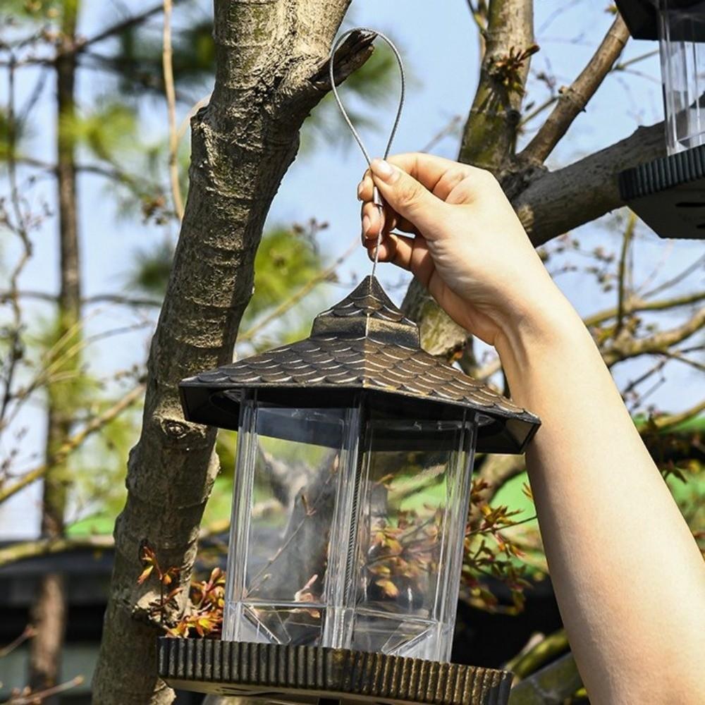 Plastic Bird Feeding Station Tower Shape Bird Feeding Tray Food Container  Outdoor Use