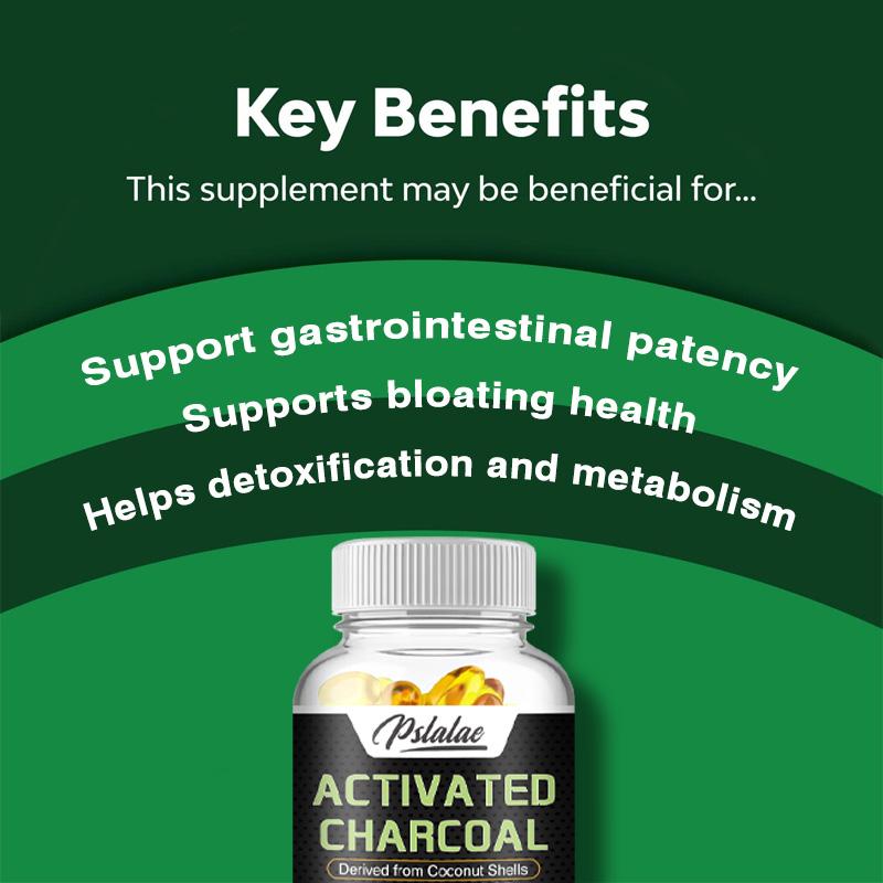 Pslalae - 1200 mg of activated charcoal derived from coconut shell - for digestive health