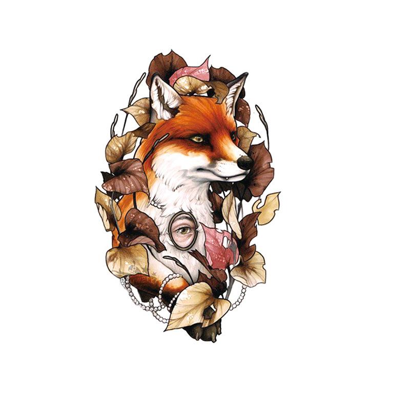 Наклейка на татуировку лиса лев тигр цветной цветок рука водонепроницаемая переводная татуировка наклейка имитация татуировки наклейка