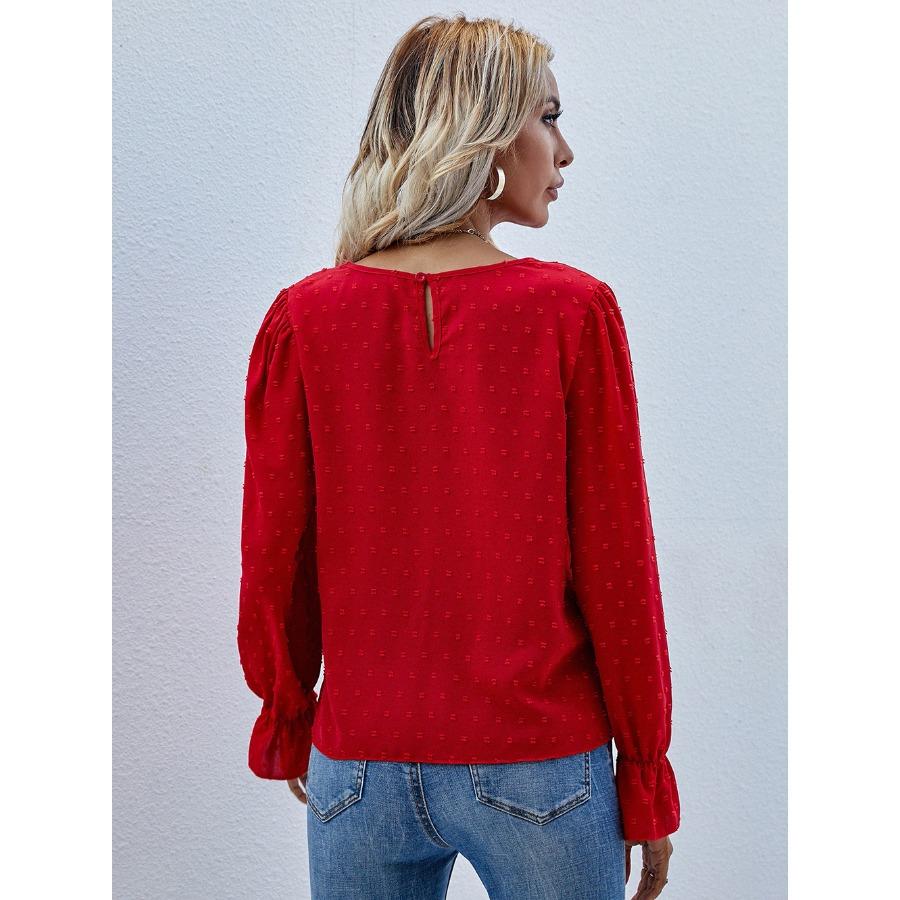 Ранневесенний пуловер с круглым вырезом и длинными рукавами в горошек, женская рубашка для通勤