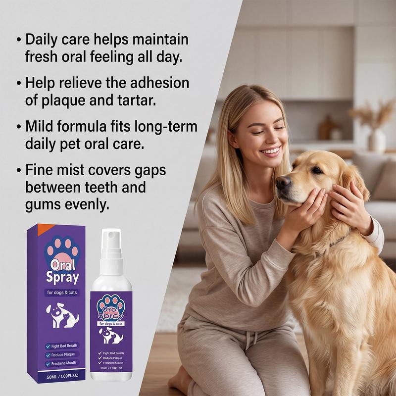 Pet Oral Spray Dog Cat Teeth Cleaning Bad Breath Remover Freshen Breath Tartar Plaque Remove No Brushing Pet Dental Care Spray