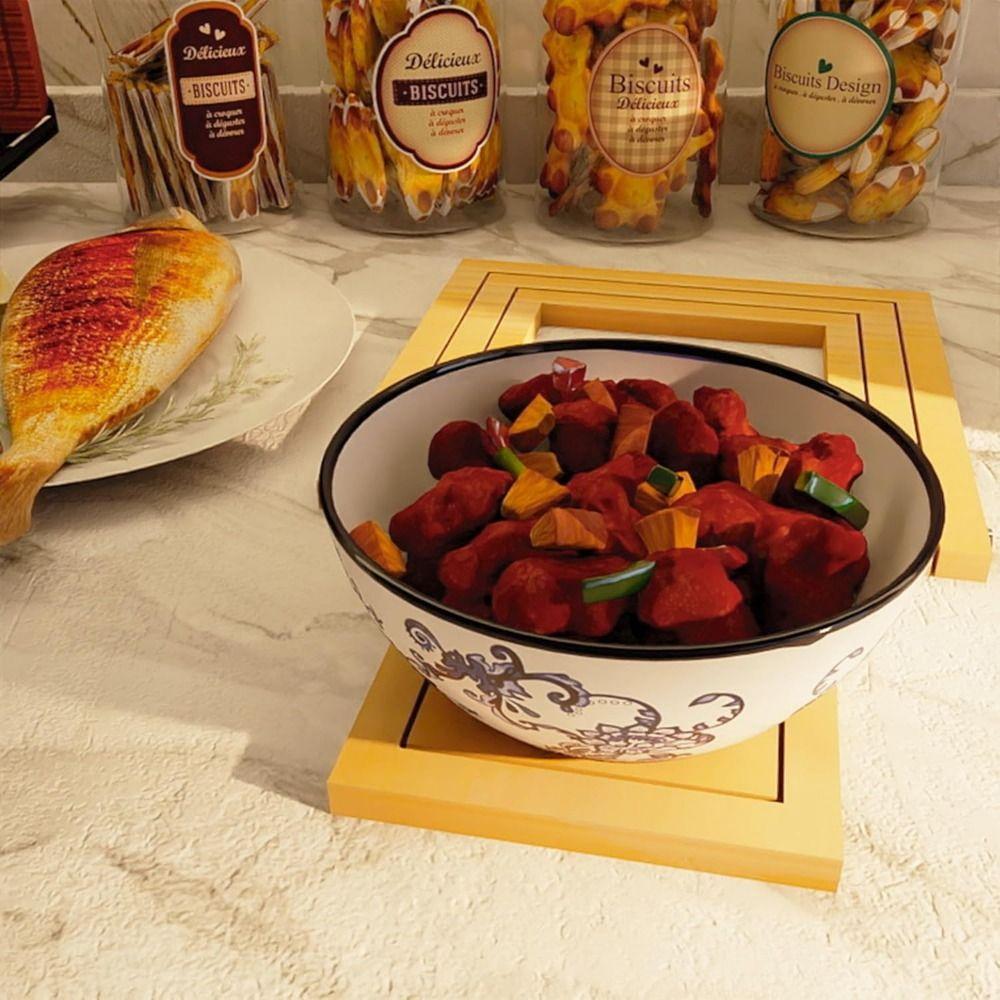 Hollowed-out Bamboo Placemat Natural Anti Scalding Mat Bamboo Heat Insulation Pad  Kitchen Use