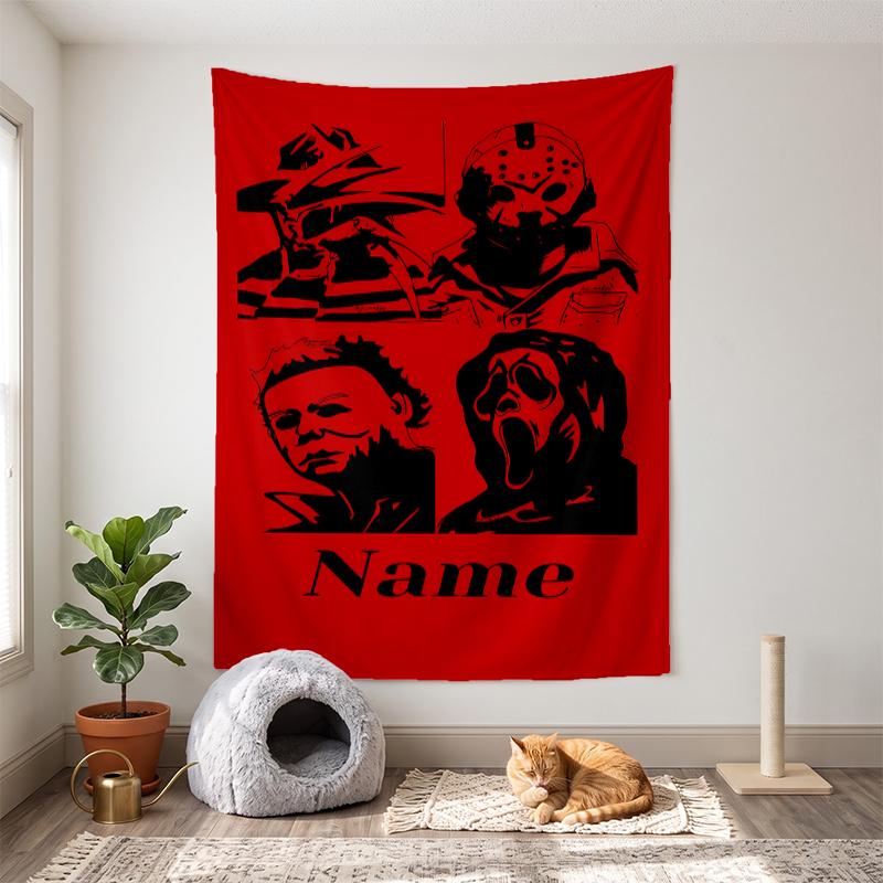 Halloween Killers (1) Customizable name decorative wall tapestry ideal choice for wall decor in bedrooms living rooms dorms and home