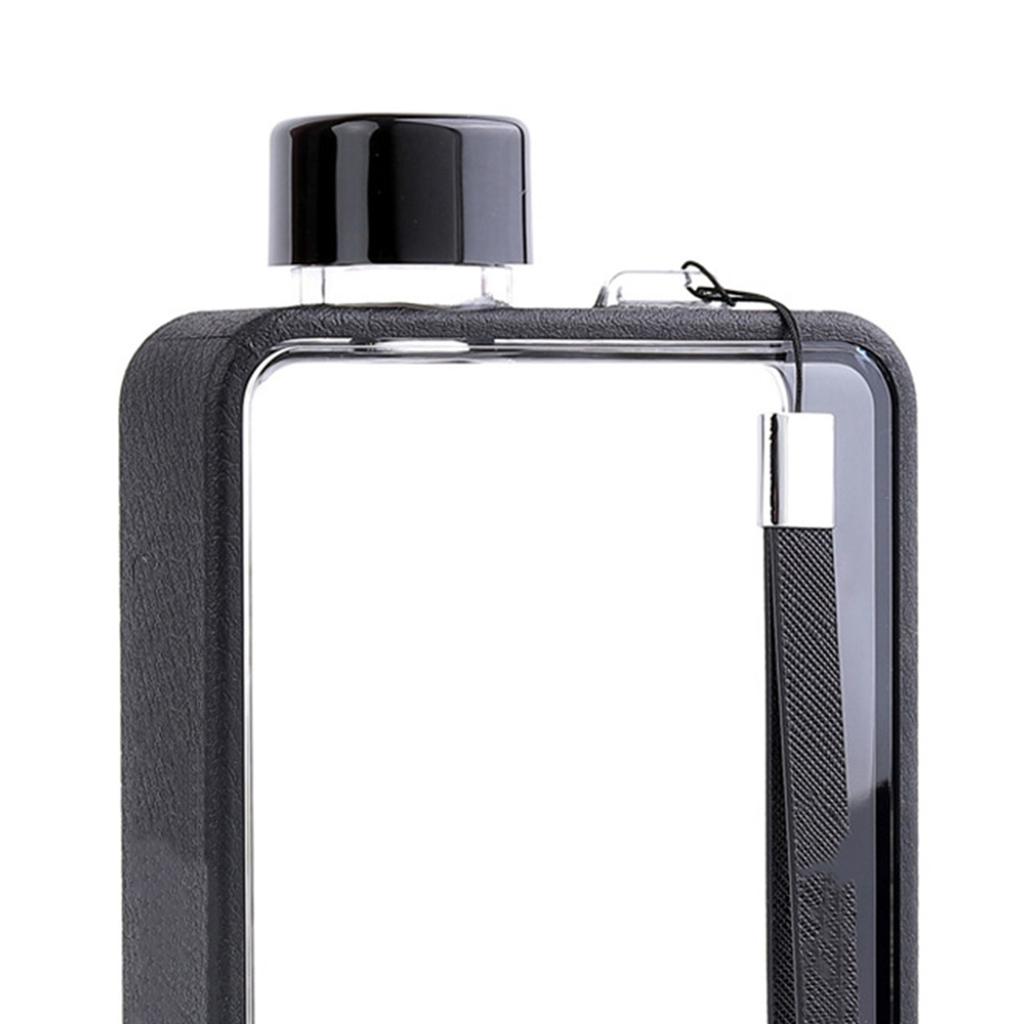 Спортивная плоская бутылка для воды, портативная дорожная фляга, бутылка для воды для занятий спортом на открытом воздухе, фитнеса, черная