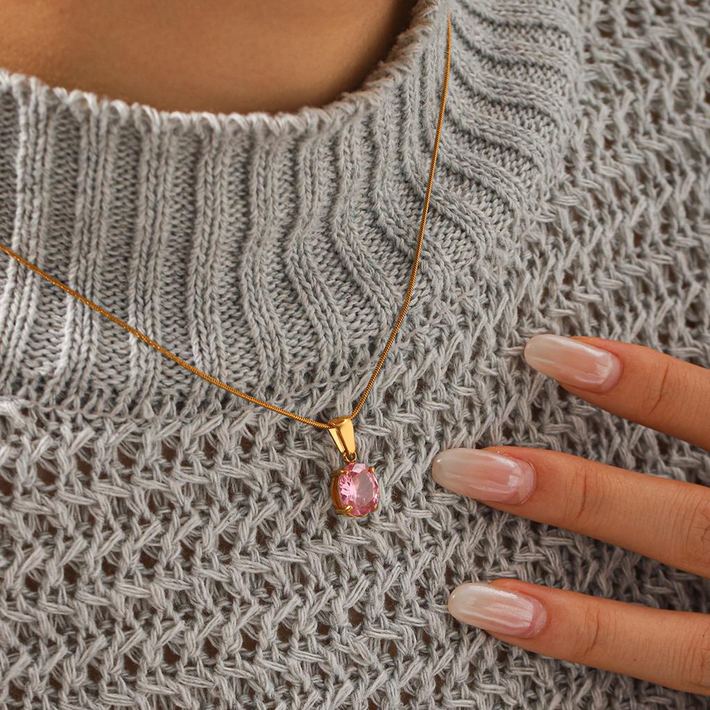 Euro-American Ins style minimalist zircon women's pendant light luxury high-end clavicle chain necklace stainless steel