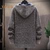 Winter Men Jacket Thickened Fleece Hooded Drawstring Zip-up Long Sleeves Sweater Coat Pockets Elastic Cuff Retro Knitted Daily Wear Outerwear Jacket