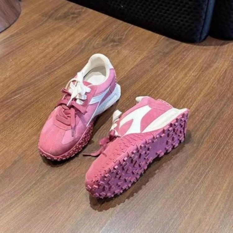 Платформенные немецкие тренировочные туфли модная пара шнурков повседневная обувь весна и осень 2025 маленький нишевый малиново-розовый обувь Форреста Гампа женская