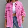 Women's Fashion Ripped Denim Autumn and Winter Long-sleeved Casual Lapel Top Jacket