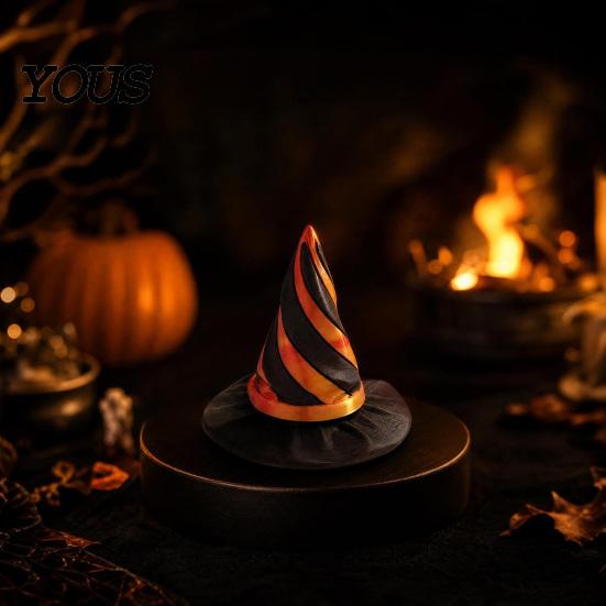 Desktop Halloween Decor 3D Printed Spiral Witch Hat Passthrough Fidget Toy, Decorative Props Sensory Stress Relief Toy for Kids Adults, Party