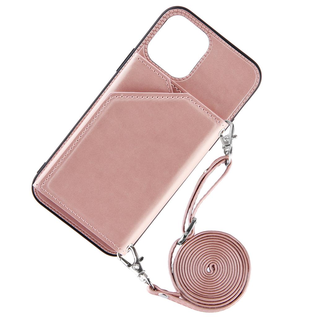 Кожаный чехол-книжка с ремешком через плечо и отделениями для карт для iPhone 15 14 Plus 13 12 11 Pro Max для Samsung S24 S23 S22 S21 Ultra Plus Note20Ultra A15 A05