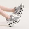 Серебряные блестки женские кроссовки осень 2024 года новые супер высокие каблуки женские вулканизированные туфли модные универсальные туфли на платформе