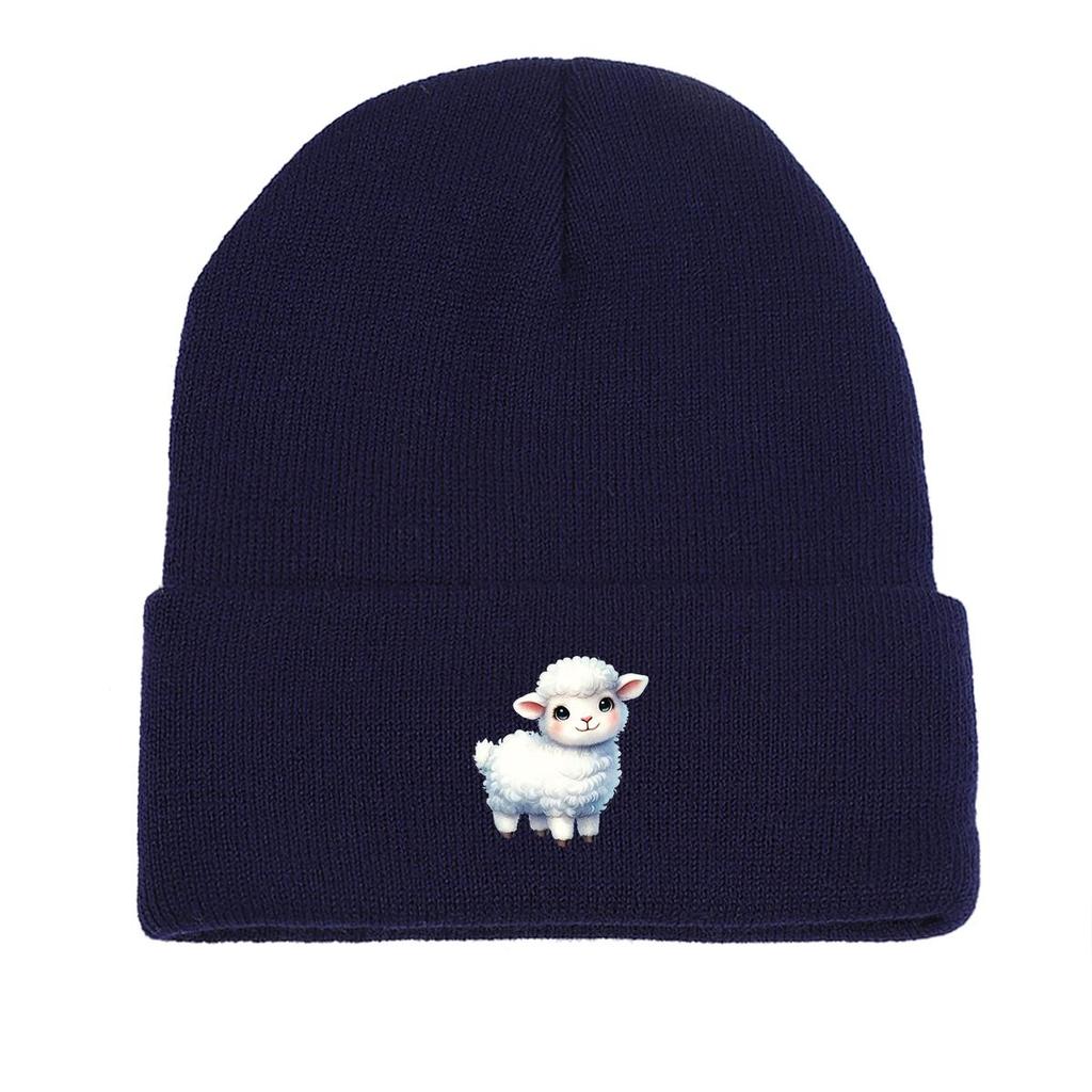 White Sheep Winter Knit Hat Beanie, Animal Man Cap Winter Slouchy Unisex Gorro Knitted Cap Beanie