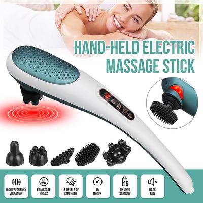 Перезаряжаемый беспроводной ручной массажер для спины Электрический массажер для глубоких тканей «Дельфин» для мышц спины, ног, шеи, плеч, ног, тела, облегчения боли