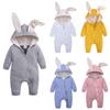 Детские комбинезоны с капюшоном и милыми кроличьими ушками для маленьких мальчиков и девочек, одежда для новорожденных, комбинезон, костюм для младенцев