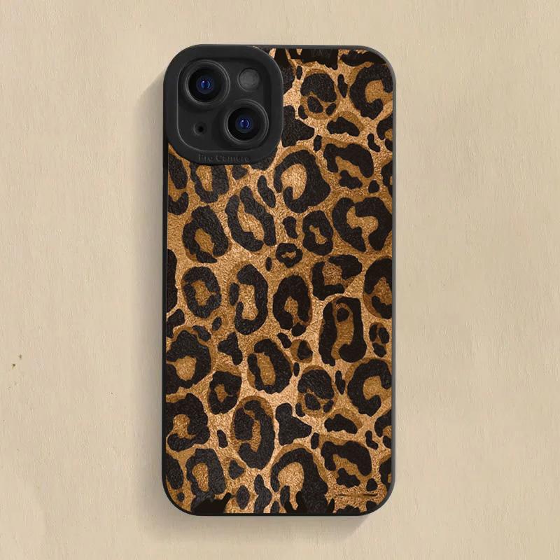Коричневый чехол для телефона из силикона с принтом леопарда для iPhone 17 16 15 14 13 12 11 Pro Max 17Air 16E XS X XR 7 8 Plus Ударопрочный мягкий чехол