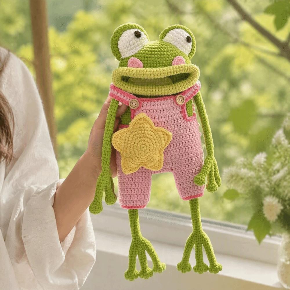 Yarn Crochet Frog Materials Kit DIY Material Bag Crossbody Crochet Purse Birthday Gift