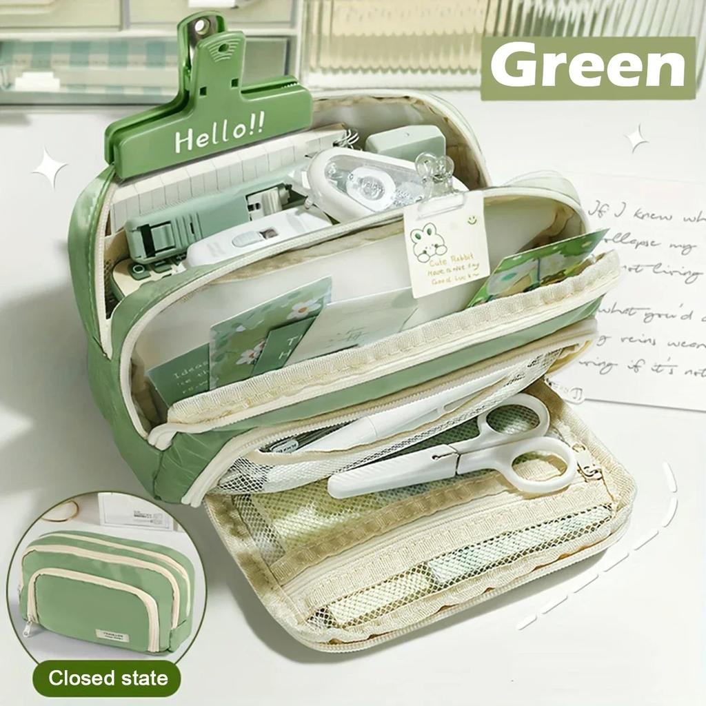 Милый многослойный пенал, сумка для ручек большой емкости, прочная сумка для хранения канцелярских принадлежностей для студентов, школы и офиса