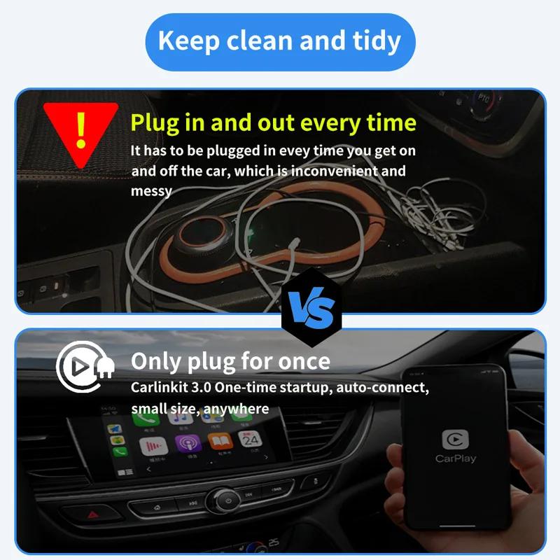 2IN1 Mini AI Box для беспроводного адаптера Apple CarPlay, автомобильный OEM-адаптер проводного CarPlay для беспроводного CarPlay USB-адаптера Plug and Play AI Box