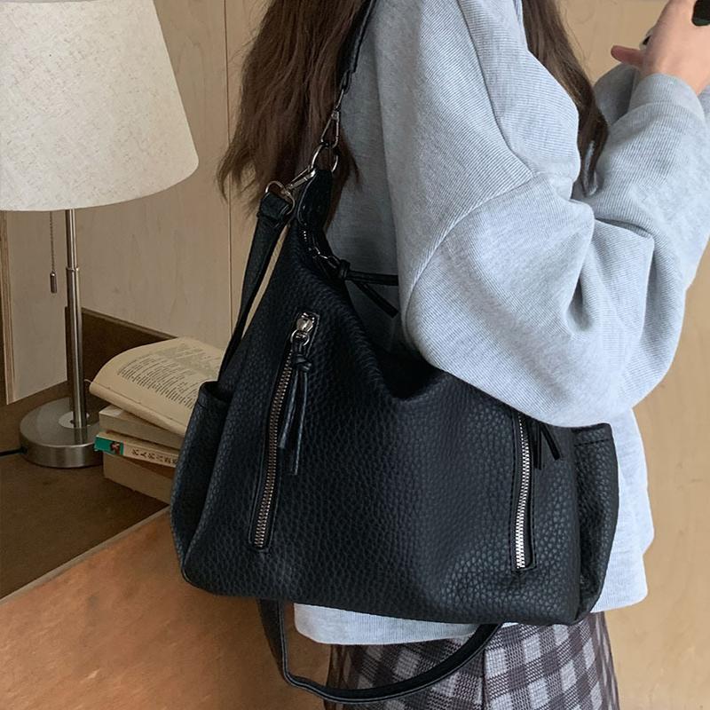 Yogodlns Большая вместительная сумка для женщин, новая мягкая сумка-ведро из искусственной кожи, универсальная сумка-тоут для повседневных поездок на работу, кошелек через плечо