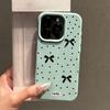 Черный бант в горошек подходит для чехла для мобильного телефона iPhone17 Pro с кожаным узором 17 полноразмерный 15 больших отверстий 16 мягкий чехол фабрика