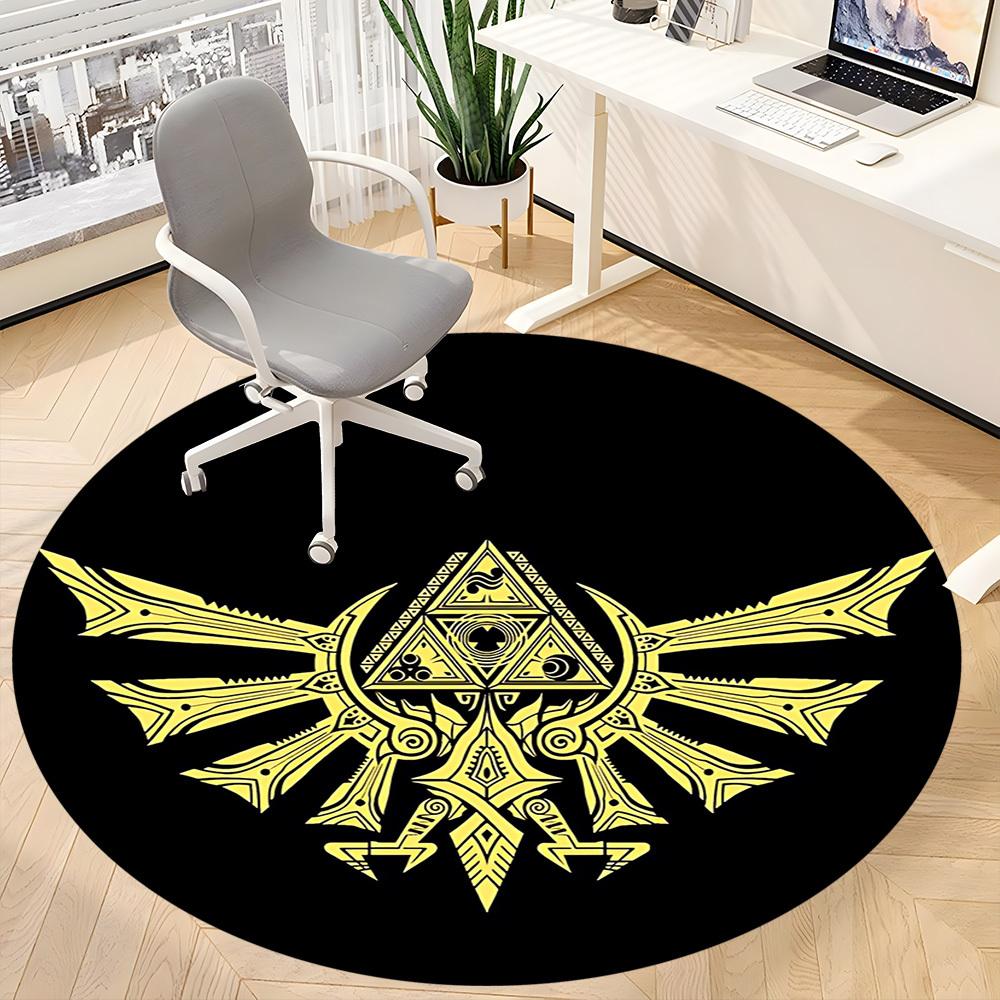 1PC Hyrule Crest Office Round Rug, Non-slip, Soft and Durable Office Rug for Interior Decoration, Perfect for Office yy250915066