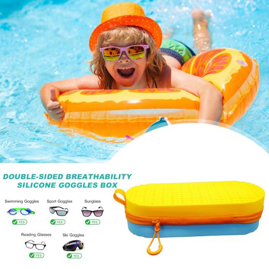 Силиконовый чехол для очков для плавания со сливным отверстием, легкая противоударная защитная коробка для очков для плавания