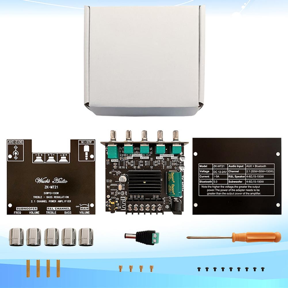 ZK-MT21 2x50 Вт + 100 Вт 2.1-канальный BT5.0 AUX цифровой усилитель мощности сабвуфера плата