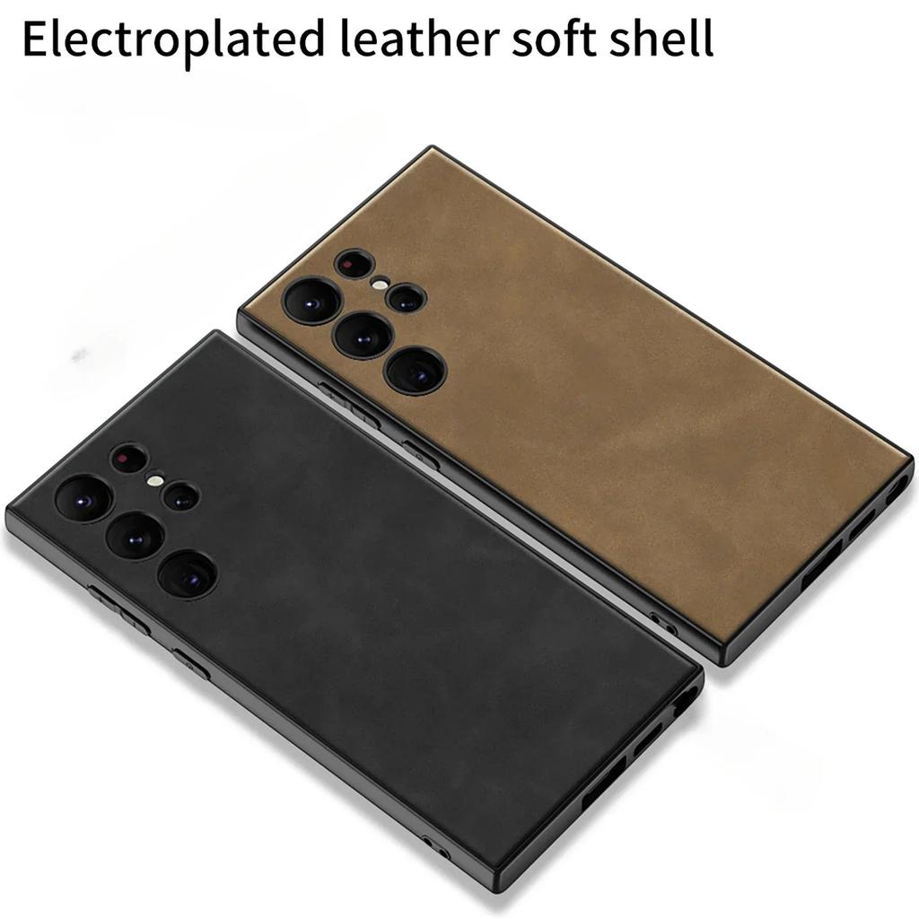 Кожаный Жесткий Чехол для Телефона для Samsung Galaxy S25 S24 Plus Ultra Противоударный Чехол