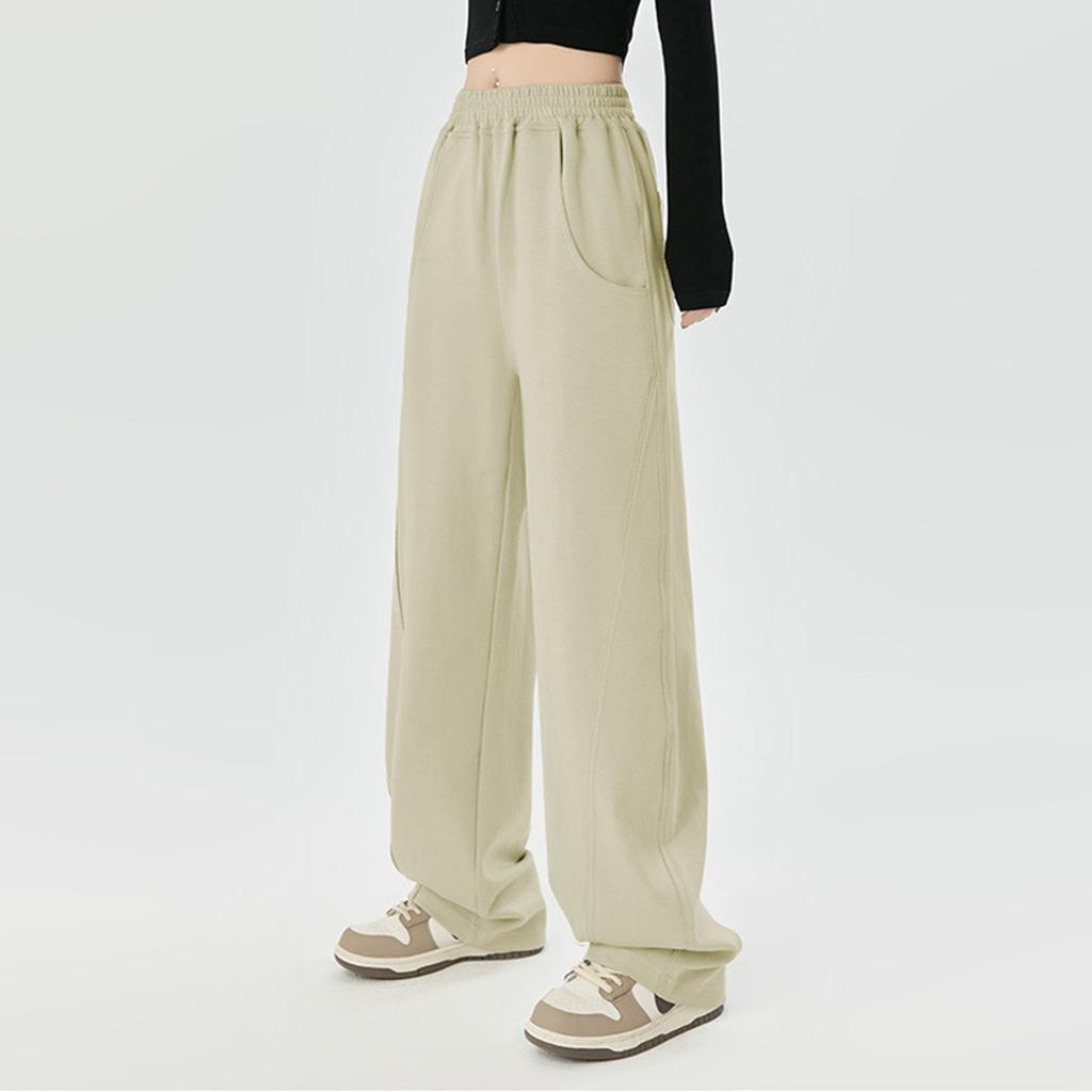 Спортивные брюки женские повседневные новые эластичные карманы прямые свободные санитарные брюки модные широкие брюки