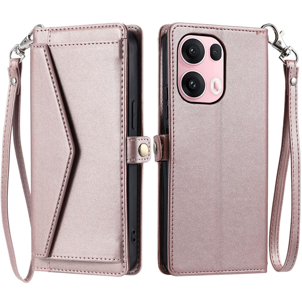 For Oppo Reno13 Pro 5G Leather Case with Wrist Strap Wallet Stand Phone Cover