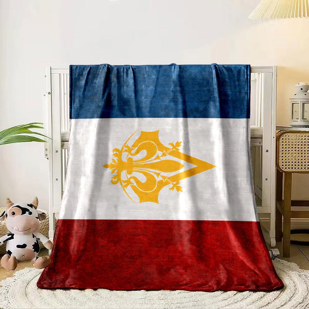 Tri-Color Flag with Gold Emblem for all seasons blanket lunch break throw gift