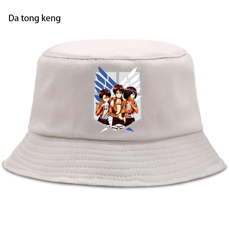 Летняя шляпа японского аниме «Атака Титанов», женская панама-ведро унисекс, дизайнерский плоский козырек, шляпа рыбака в стиле аниме 90-х годов