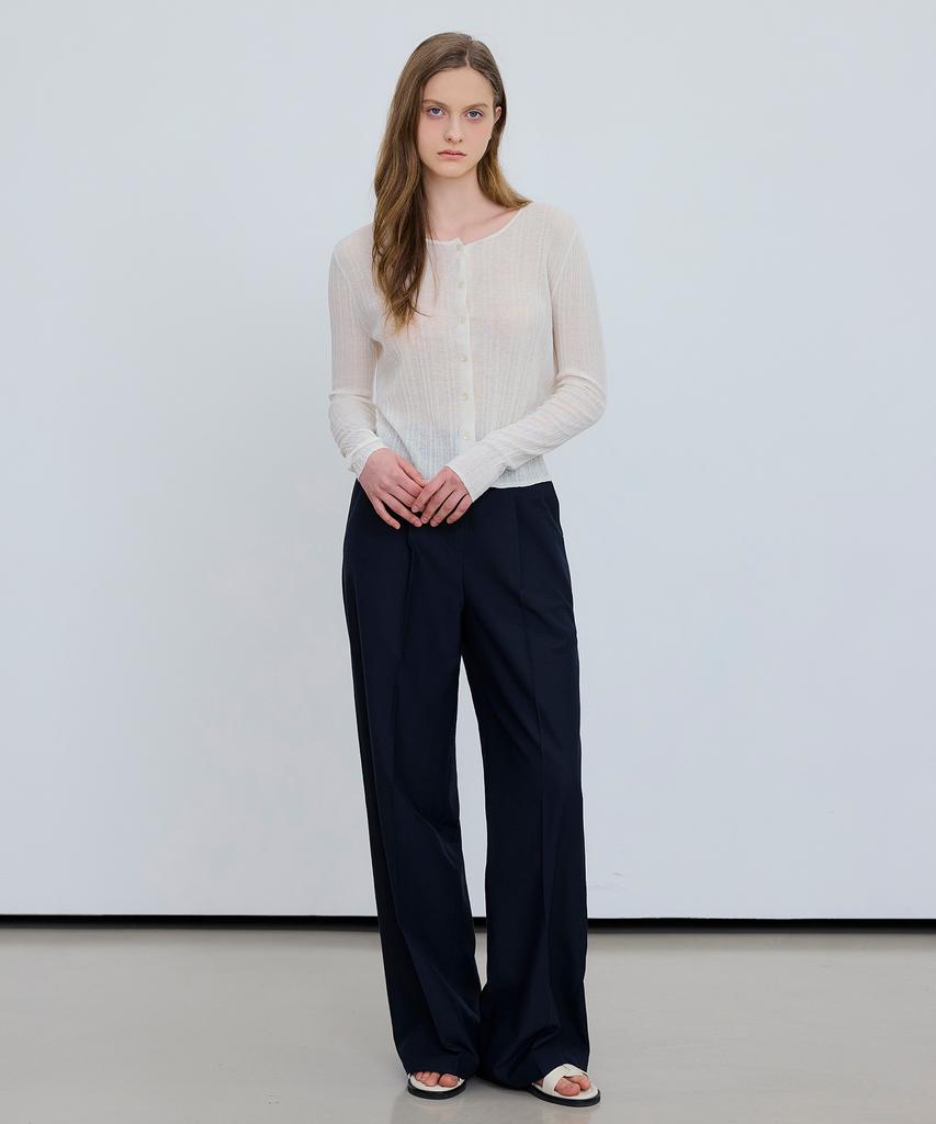 MIND BRIDGE WOMEN [W] Single-Pleat Wide Belted Elastic Pants - 2 Colors