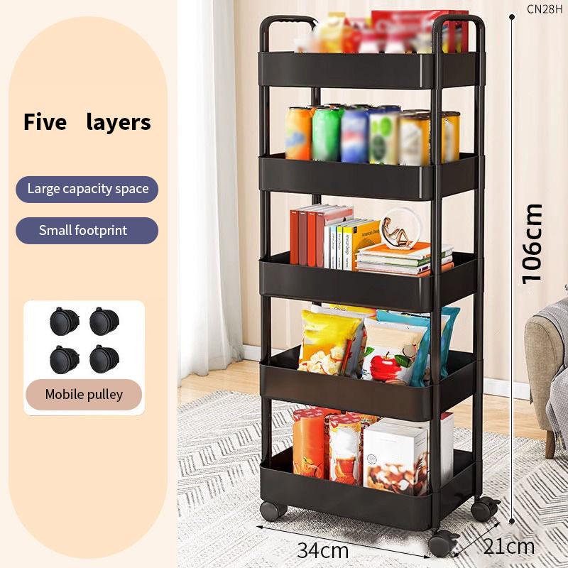 Мобильная тележка для хранения вещей, бытовая кухонная многофункциональная тележка-органайзер, экономящая место, полки для спальни, стойка для хранения закусок
